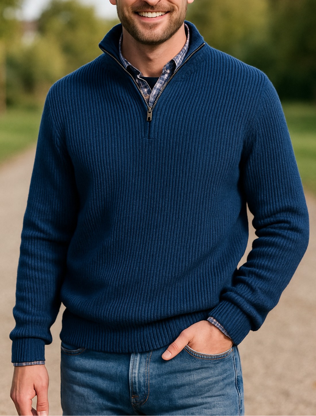 Rafello&Co | Luxury Sweater with Zipper and Stand-Up Collar