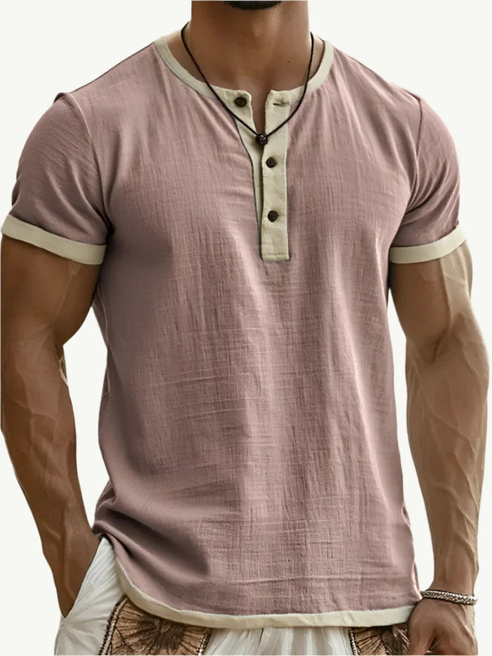 Rafello&Co | Breathable linen Henley shirt