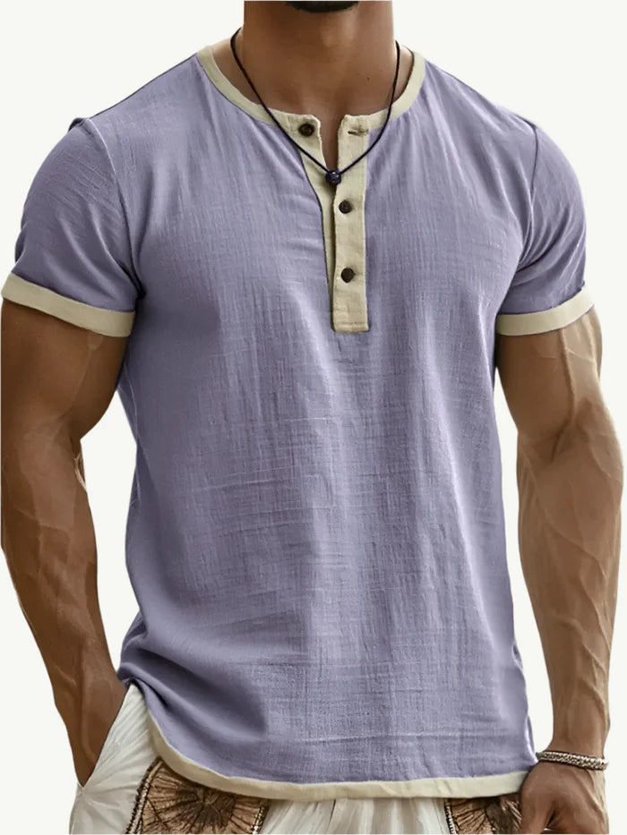 Rafello&Co | Breathable linen Henley shirt