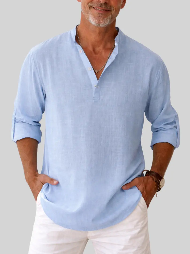 Rafello&Co | Casual Kraagloos Overhemd voor Heren Rafello&Co