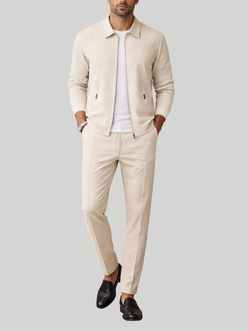Men’s Zip-Up Textured Tracksuit