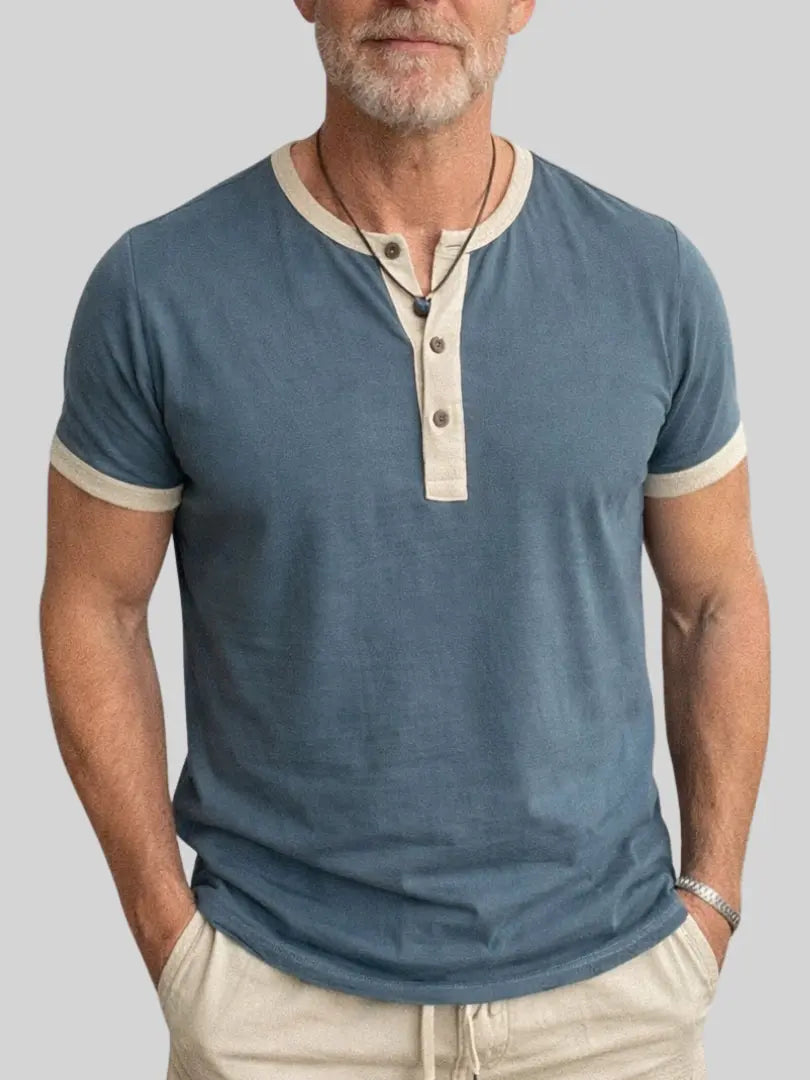 Rafello&Co | Ademend Henley-overhemd van linnen Rafello&Co