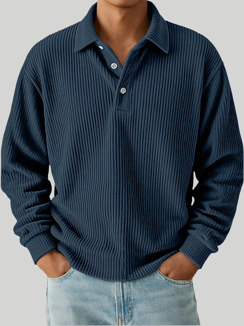 Premium Corduroy Long Sleeve Polo Shirt