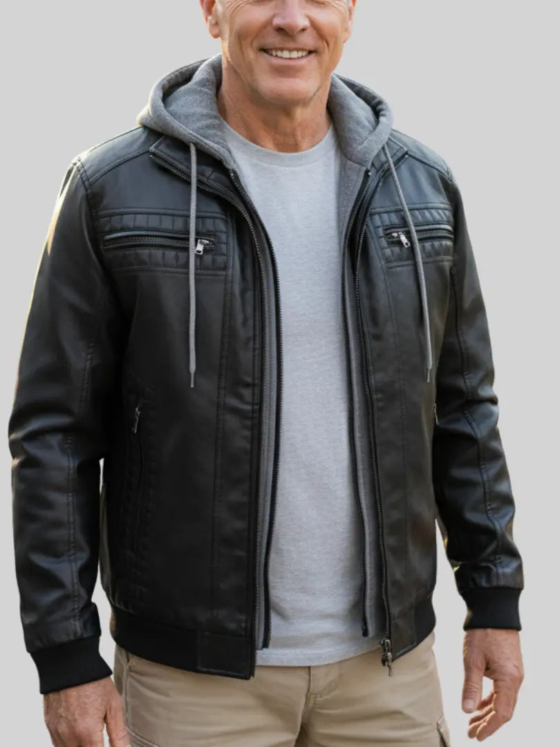 Rafello&Co | PU-Leren Jas met Capuchon Rafello&Co