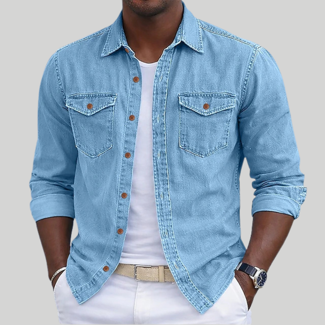 Vintage Washed Cotton Button-Up Shirt
