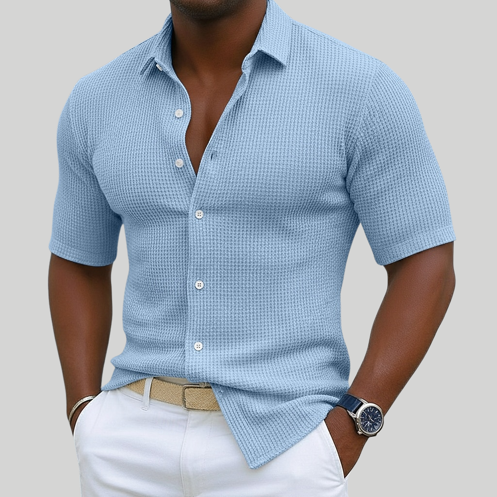 Heren Klassiek Wafel T‑Shirt Met Korte Mouwen