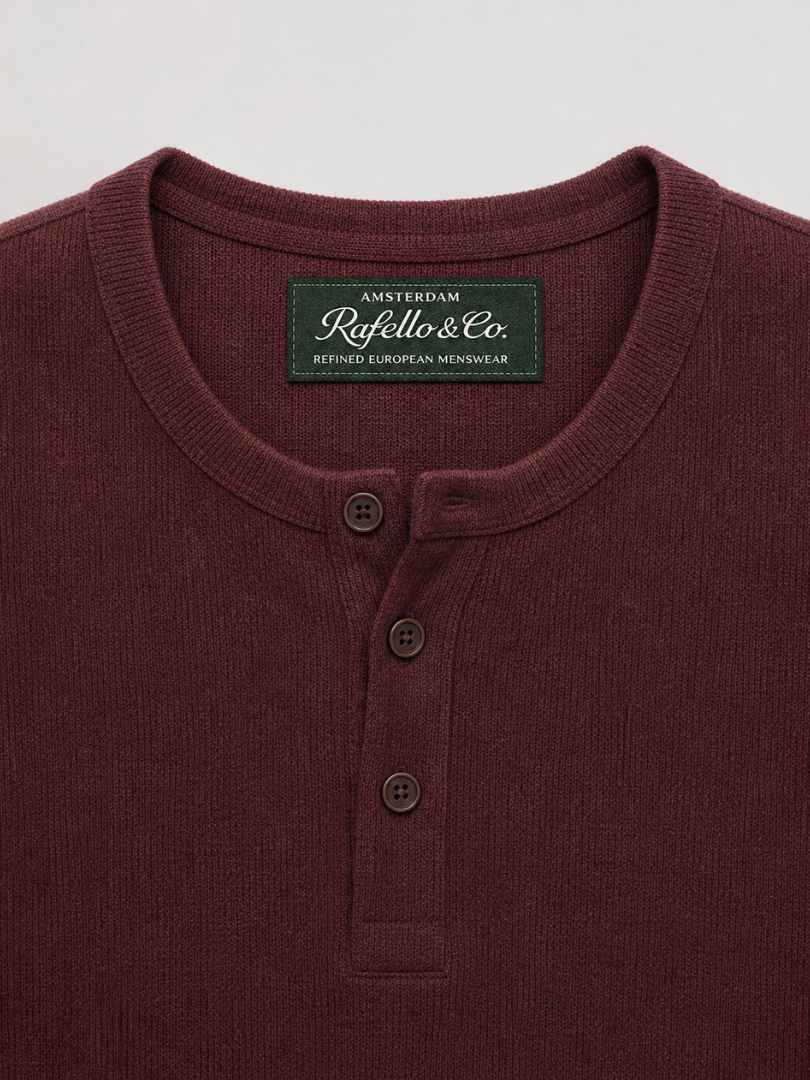 Minimalist ribbed Henley with refined everyday fit