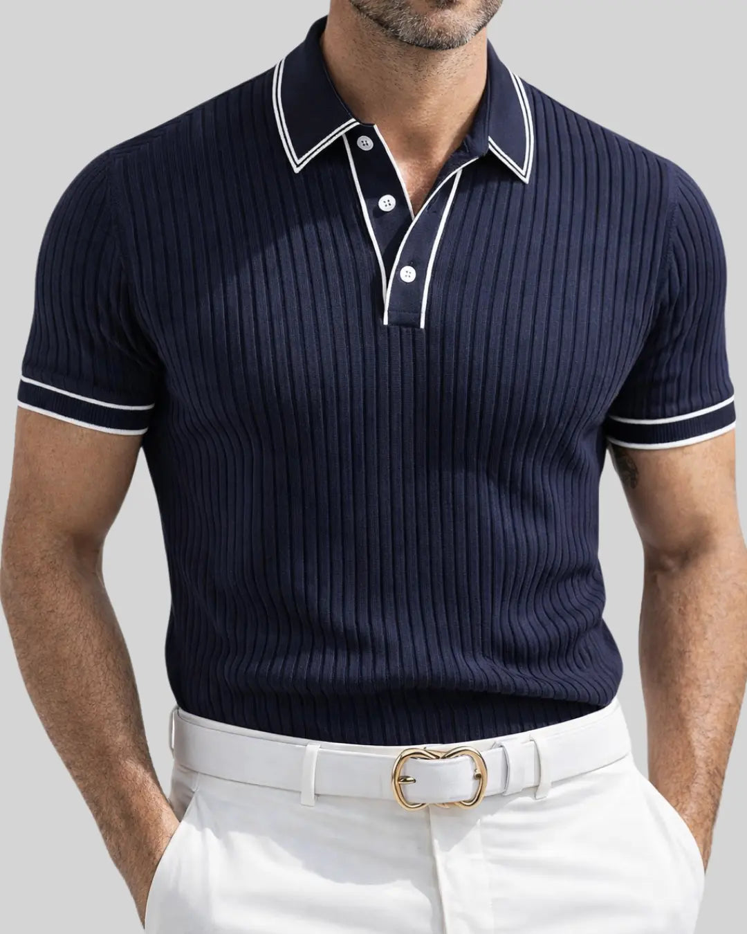 Rafello&Co | Luxe Gestructureerd Poloshirt Rafello&Co