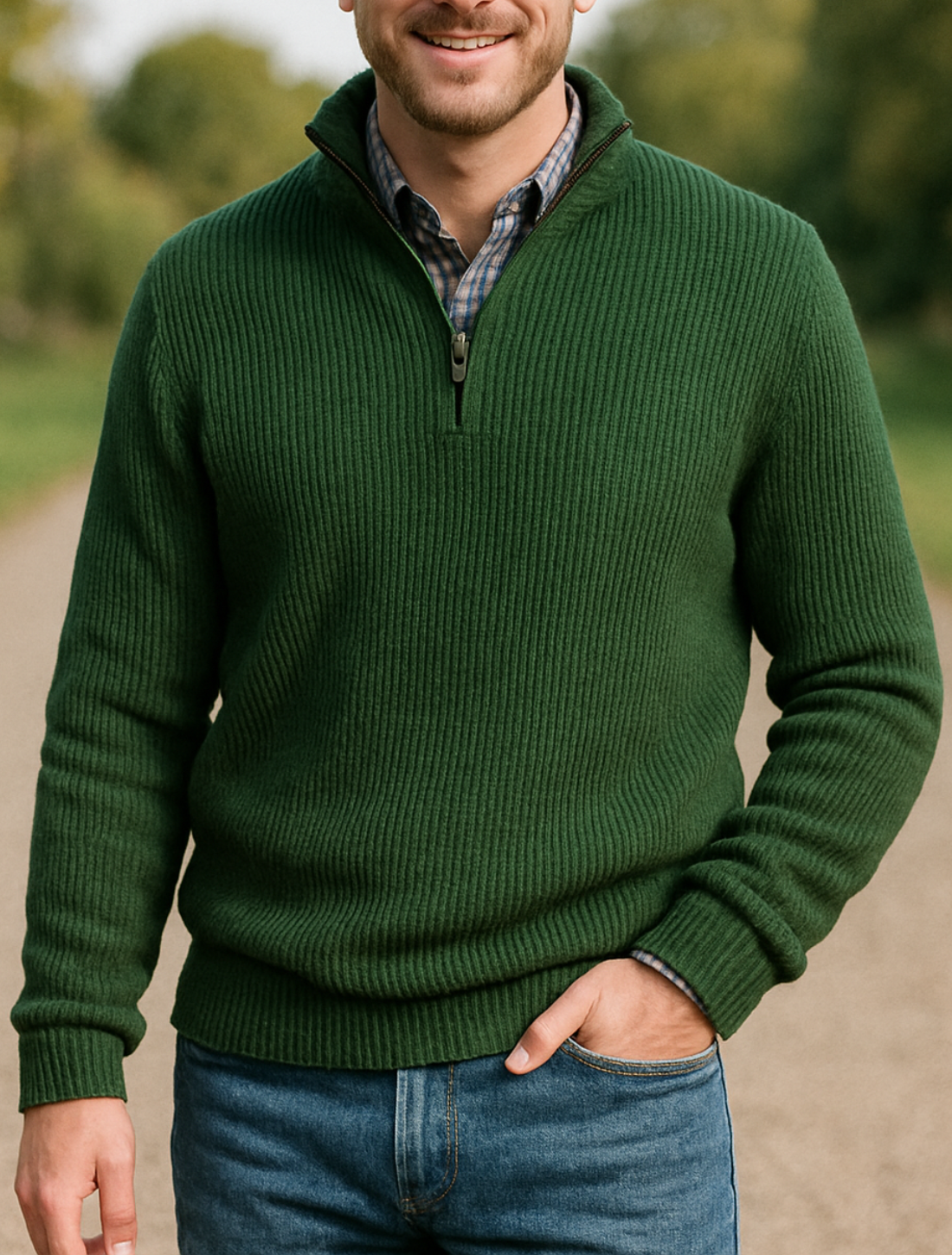 Rafello&Co | Luxury Sweater with Zipper and Stand-Up Collar