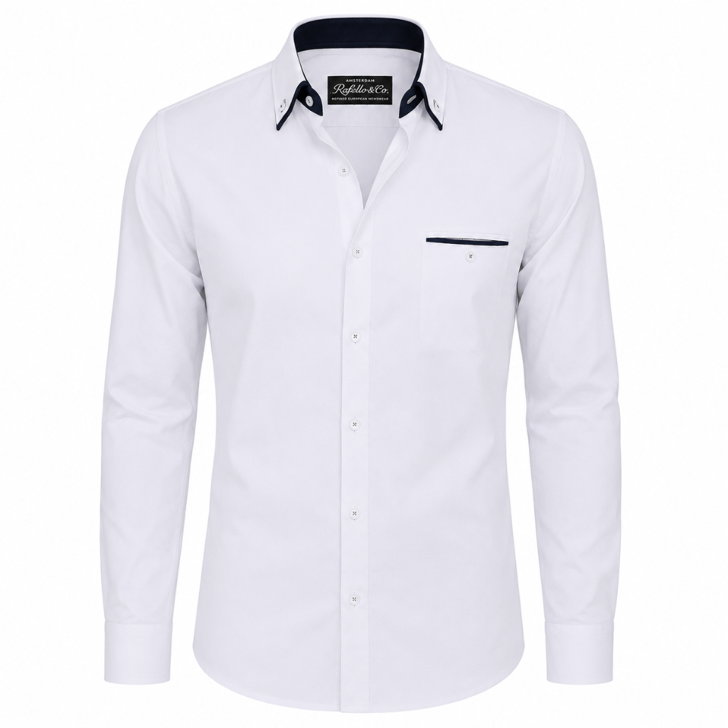 Classic Contrast Cotton Button-Down Shirt