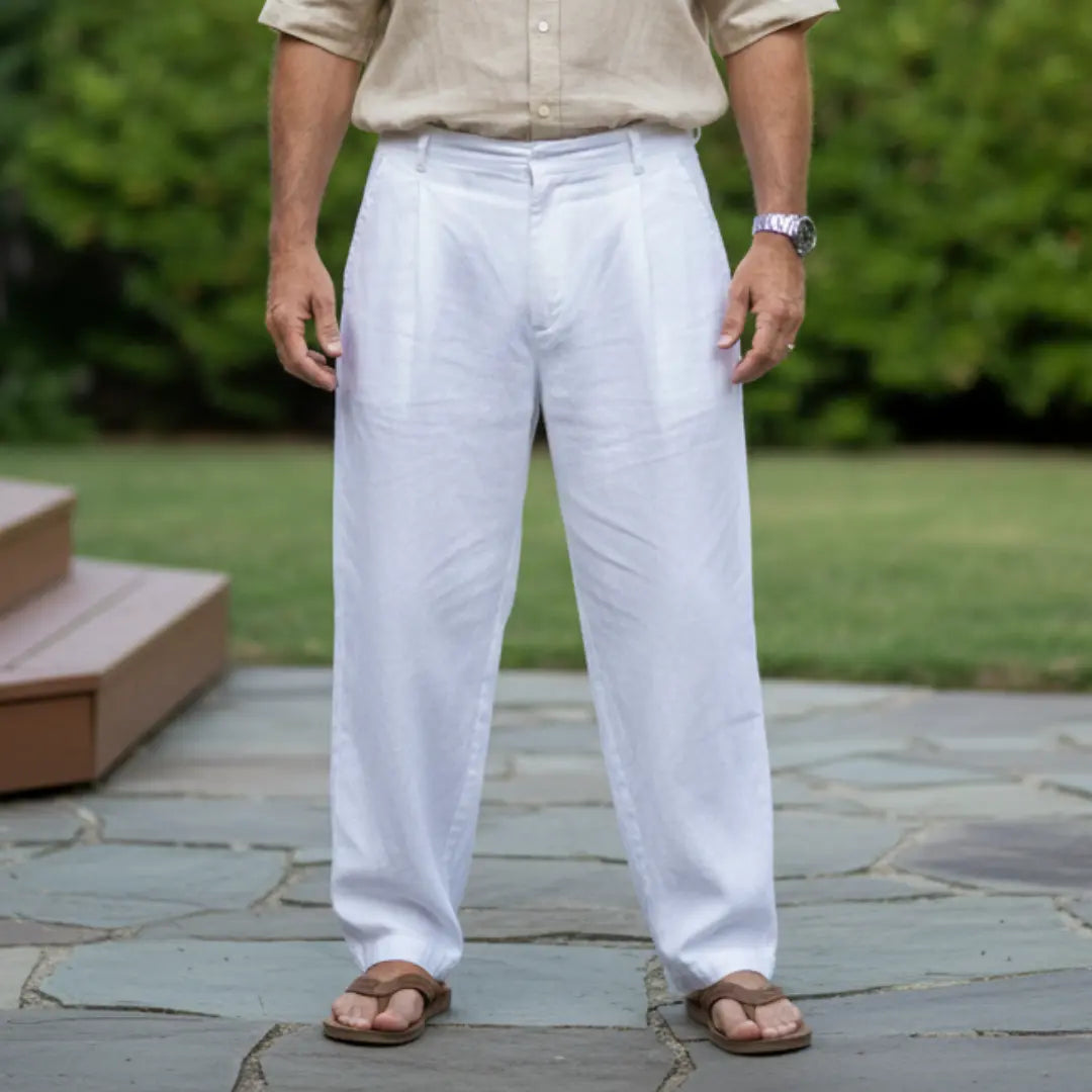 Rafello&Co | Linnen broek met wijde pijpen Rafello&Co