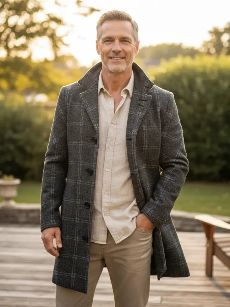 Rafello&Co | Elegante Geruite Overjas Rafello&Co