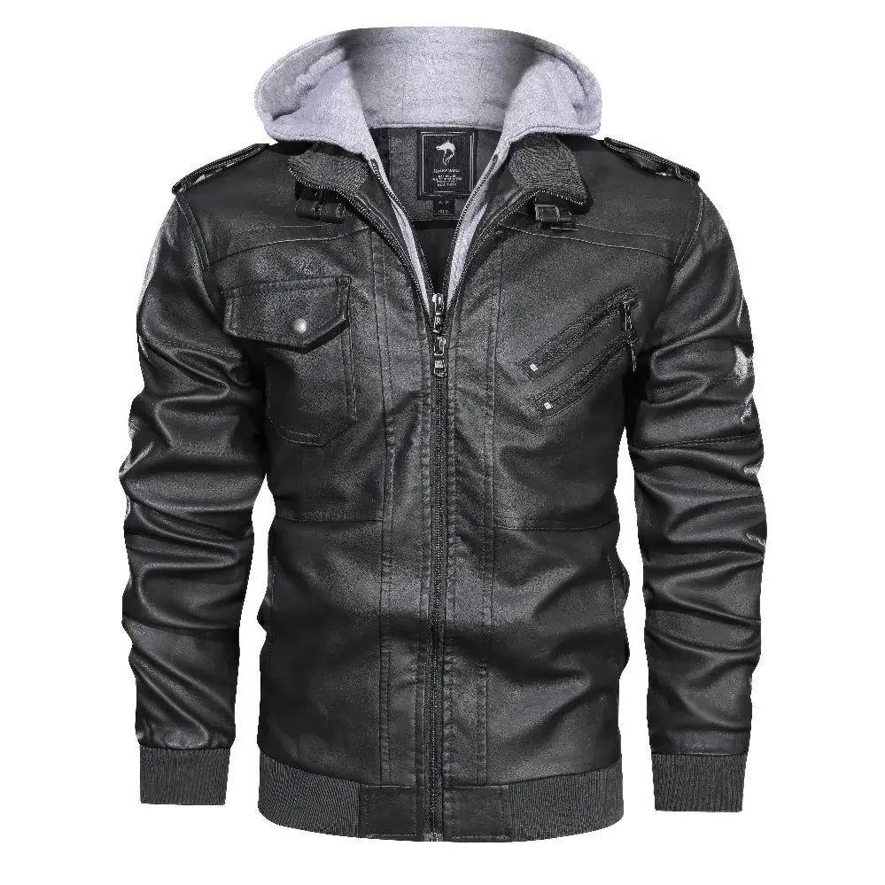 Rafello&Co | Leather Jacket with Removable Hood