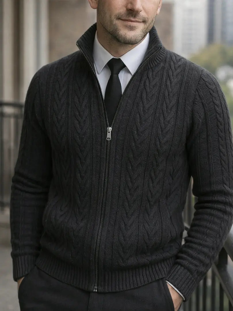 Rafello&Co | Gebreid Cashmere Wintervest met Rits Rafello&Co