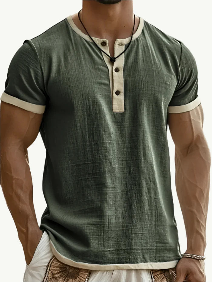 Rafello&Co | Breathable linen Henley shirt