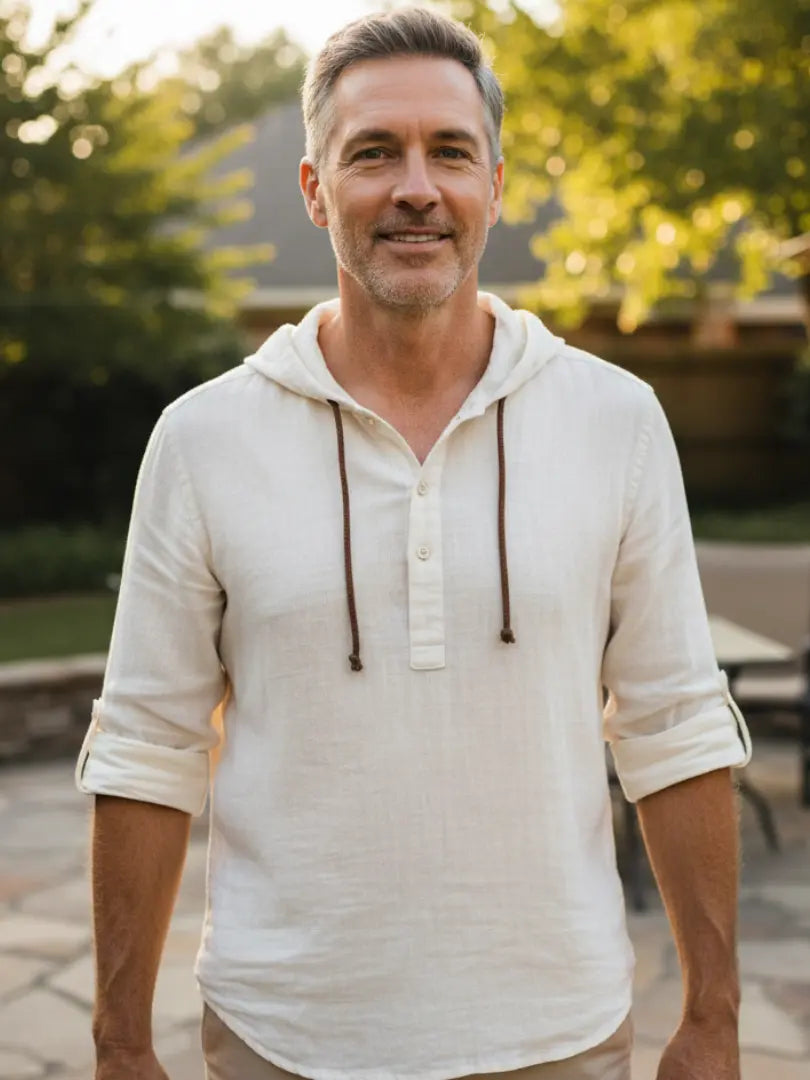 Rafello&Co | Casual Linnen Shirt met Capuchon Rafello&Co