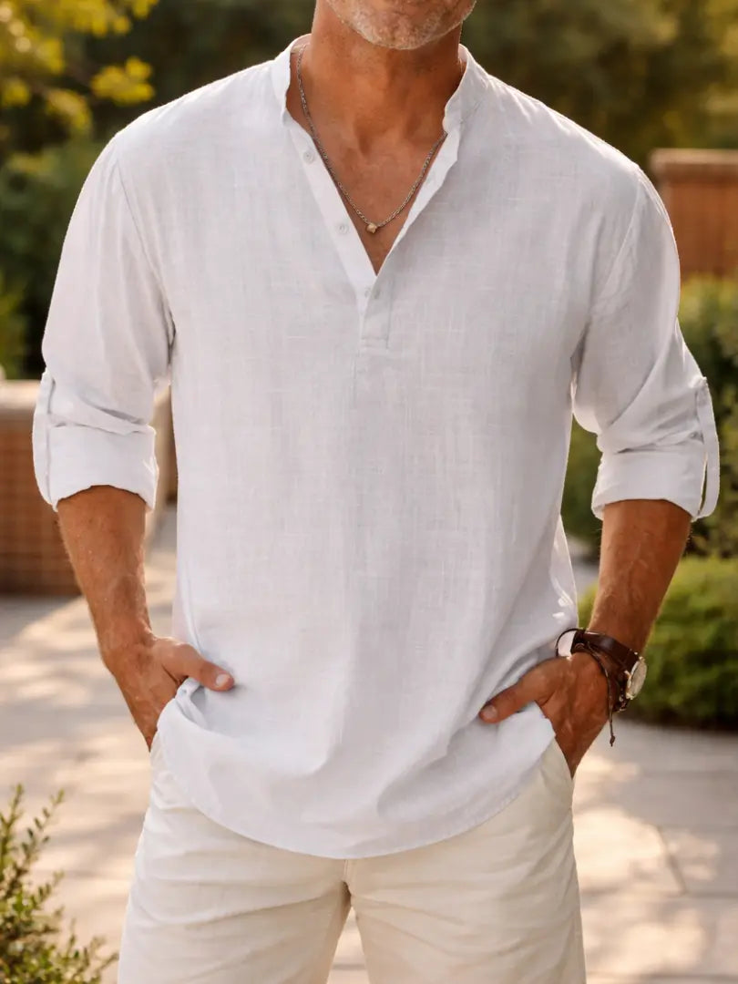 Rafello&Co | Casual Kraagloos Overhemd voor Heren Rafello&Co