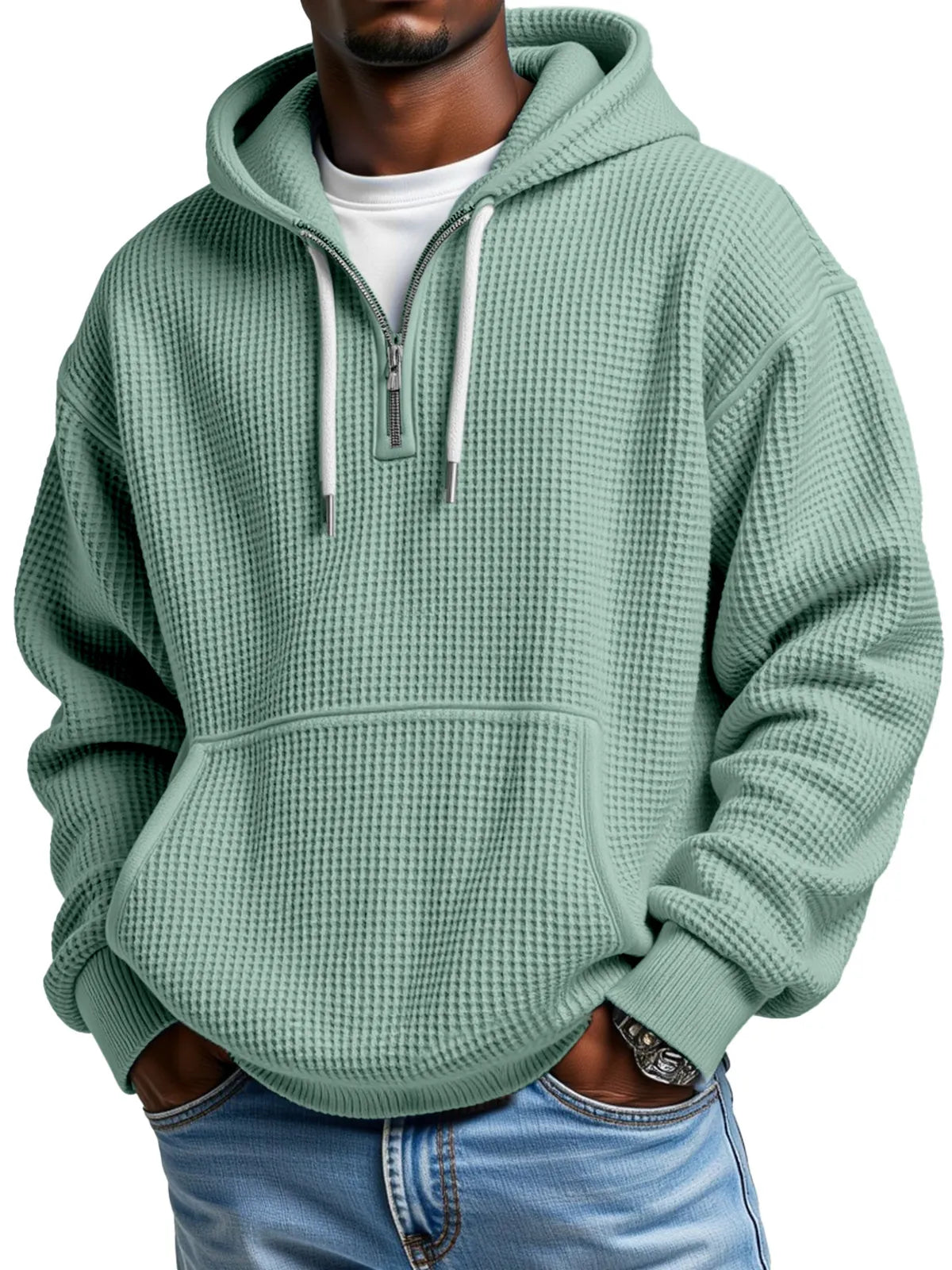 Rafello&Co | Waffle Knit Half-Zip Hoodie