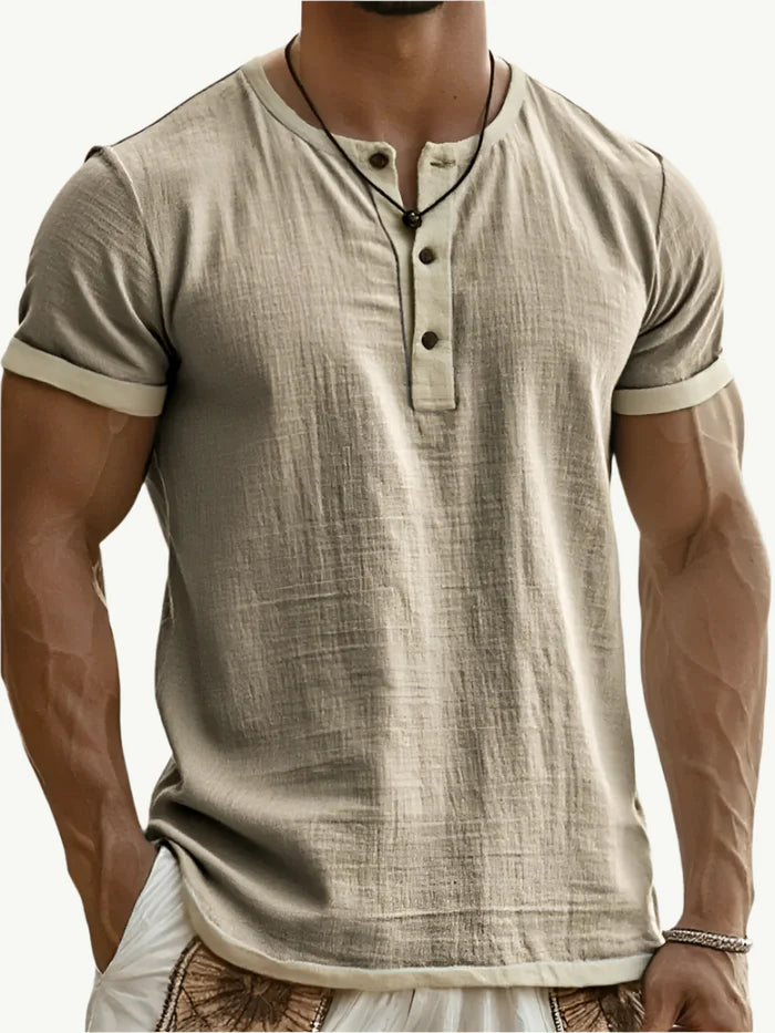 Rafello&Co | Breathable linen Henley shirt