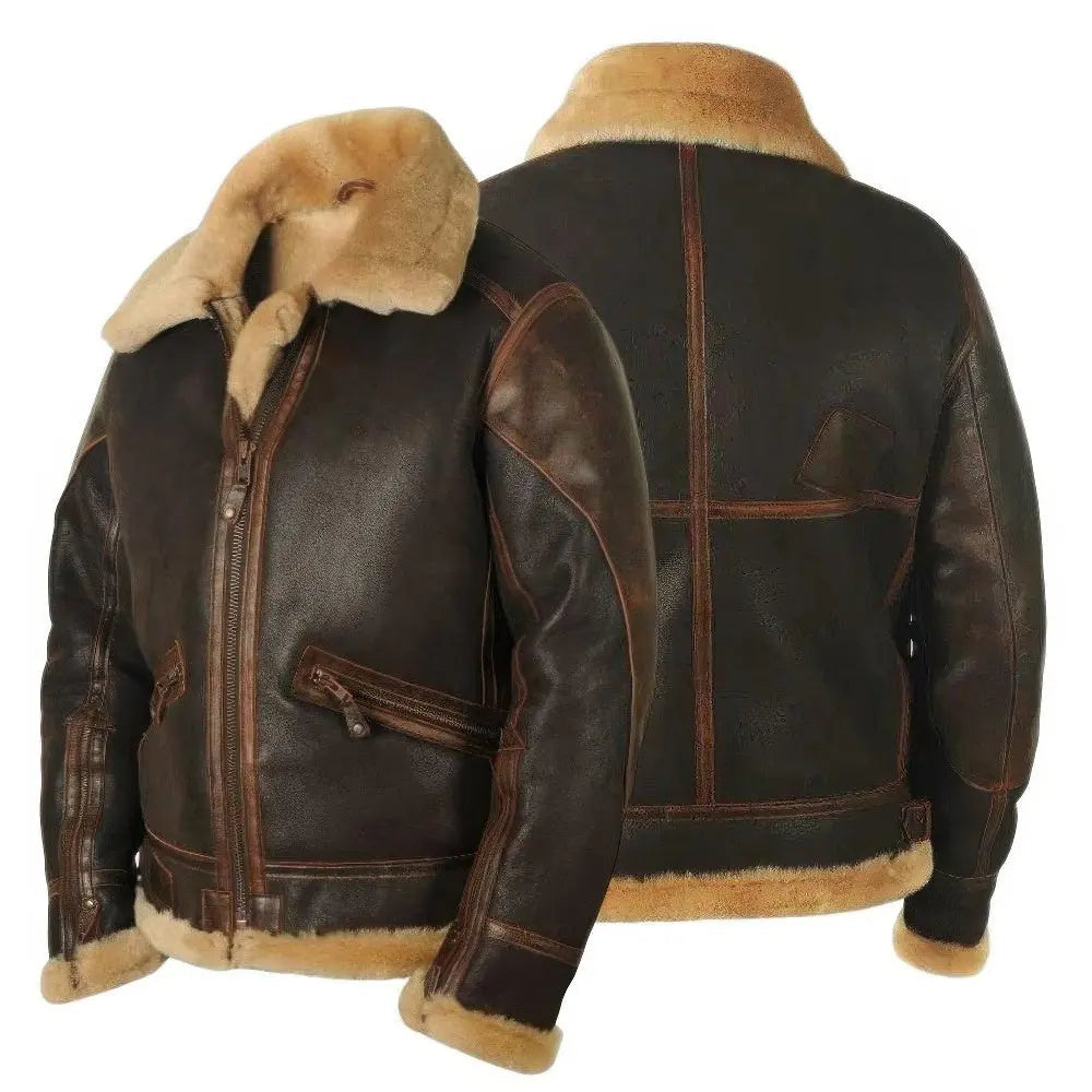 Rafello&Co | Leather Jacket with Long Sleeves and Soft Plush