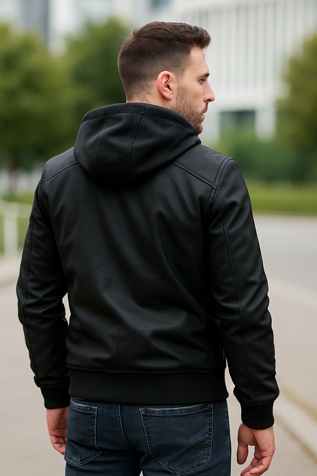 Rafello&Co | Warme Leren Jas met Afneembare Capuchon