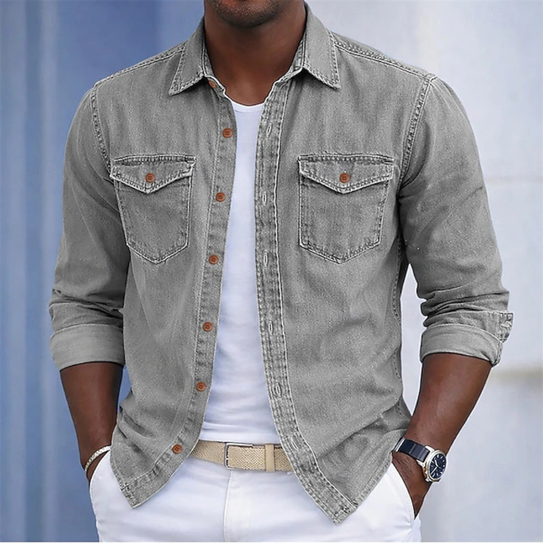 Vintage Washed Cotton Button-Up Shirt