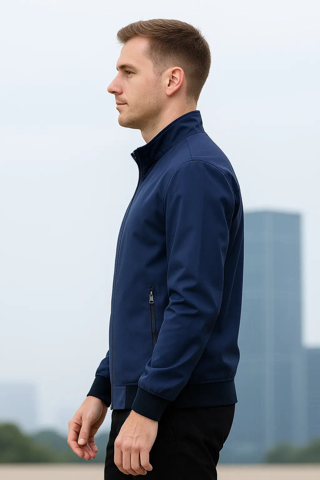 Rafello&Co | Zakelijke Casual Jas met Opstaande Kraag Rafello&Co