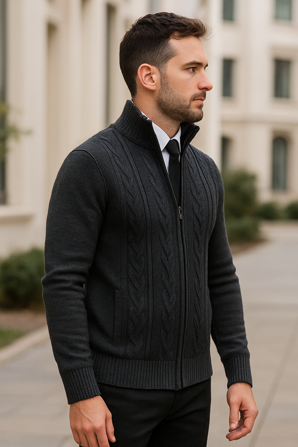 Rafello&Co | Gebreid Cashmere Wintervest met Rits