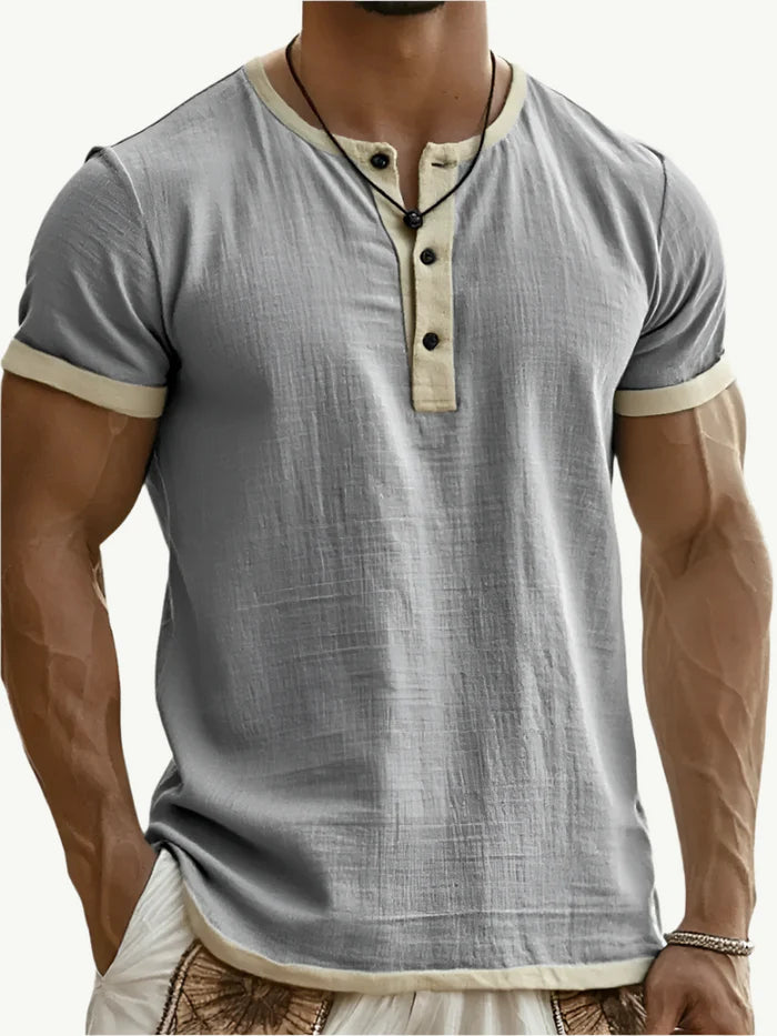 Rafello&Co | Breathable linen Henley shirt