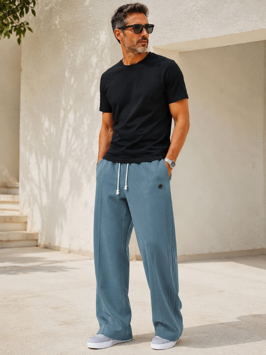 Men’s Drawstring Wide-Leg Trousers