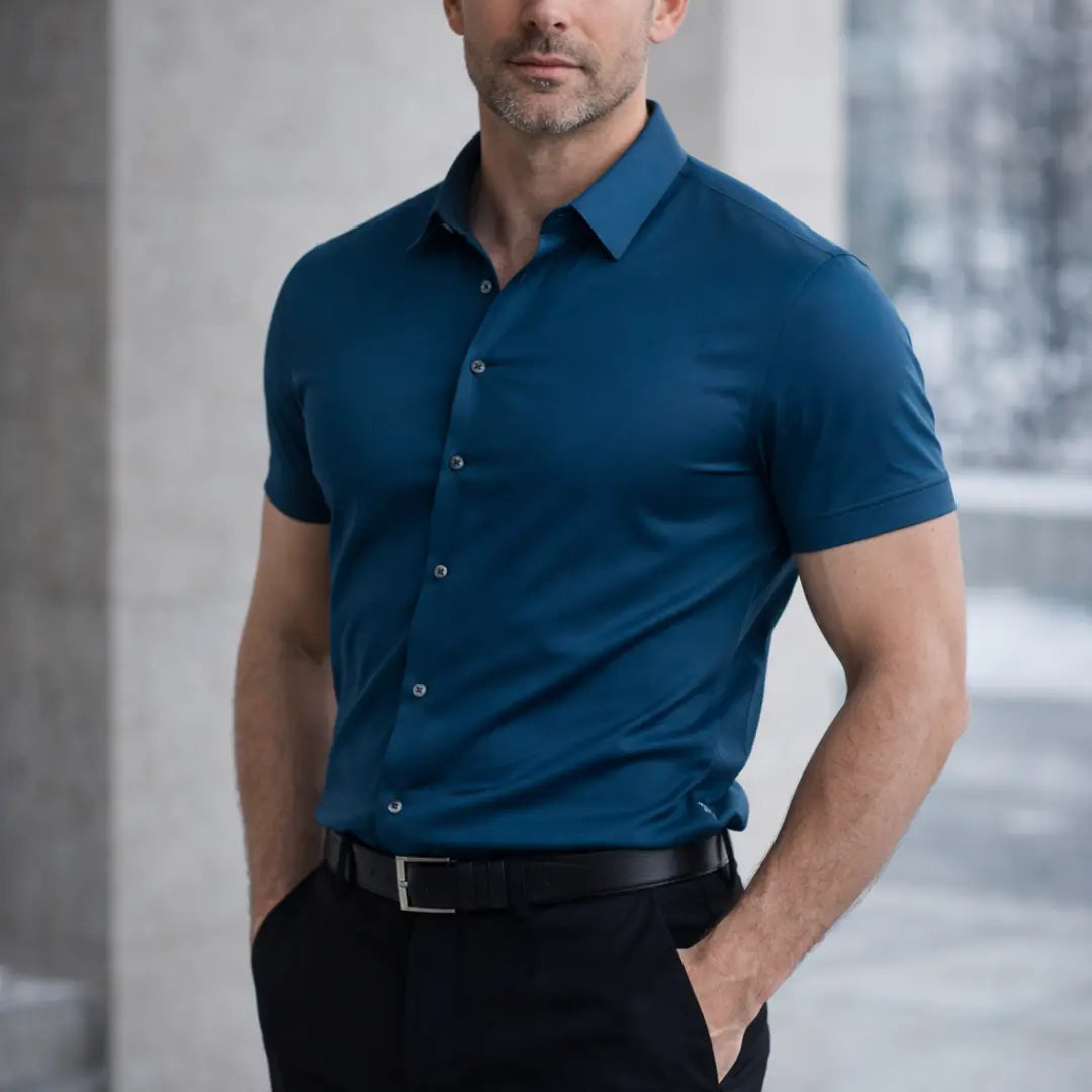 Rafello&Co | Korte Mouwen Shirt met 4-Way Stretch Rafello&Co