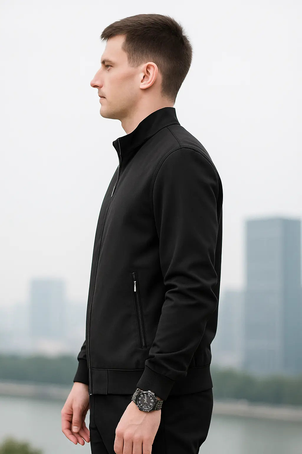 Rafello&Co | Zakelijke Casual Jas met Opstaande Kraag Rafello&Co