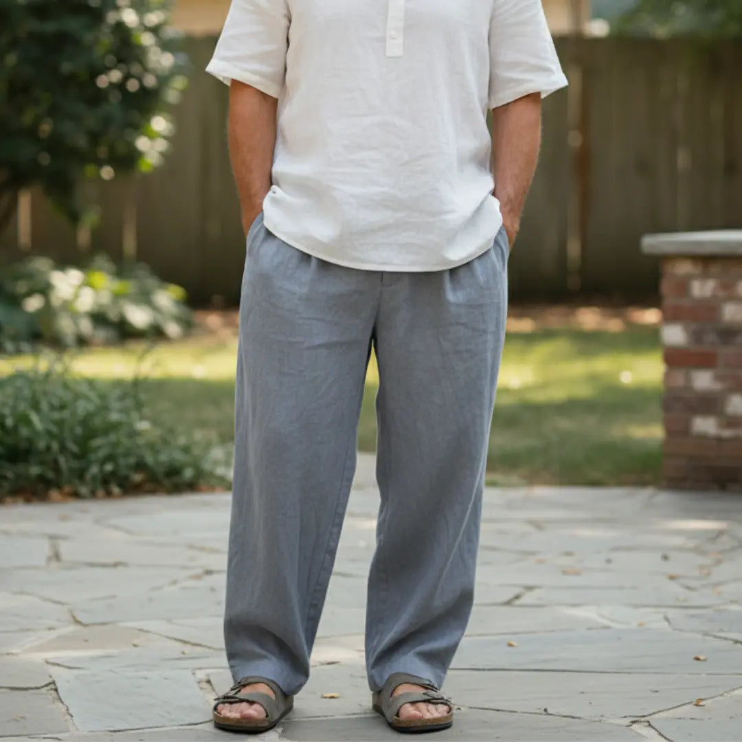 Rafello&Co | Linnen broek met wijde pijpen Rafello&Co