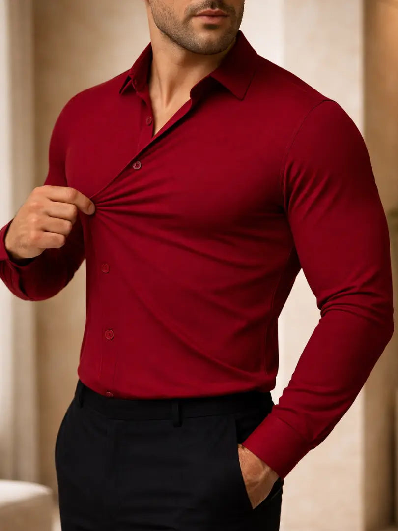 Men's stretch-fit long-sleeved shirt - Rafello&Co