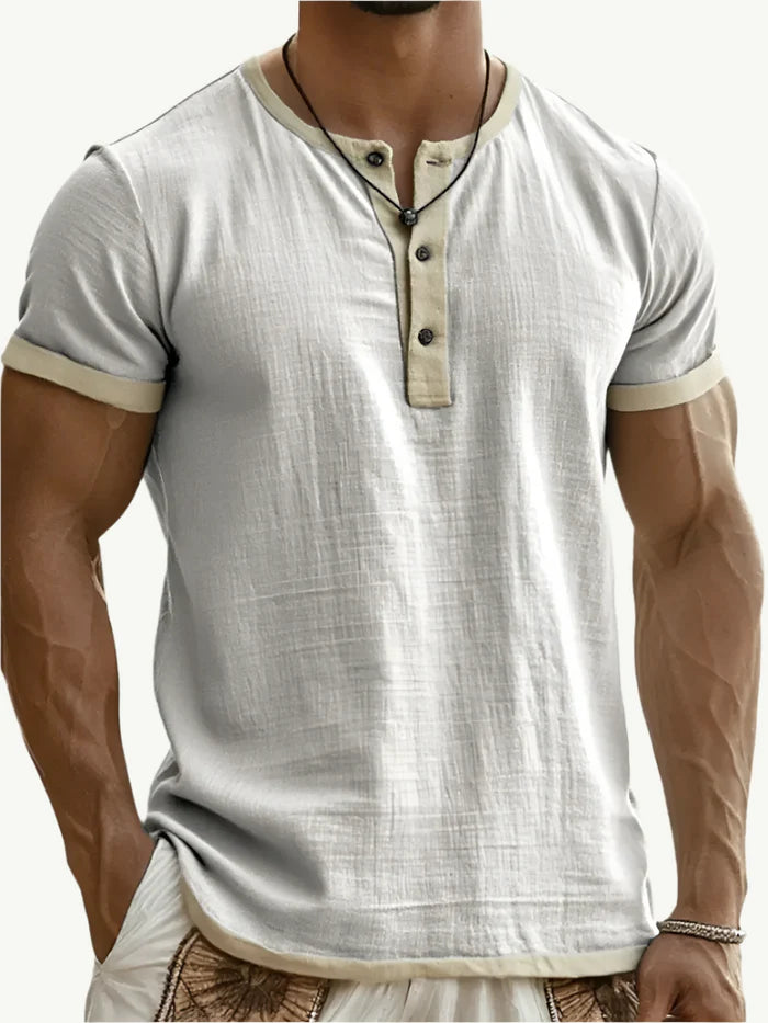 Rafello&Co | Breathable linen Henley shirt