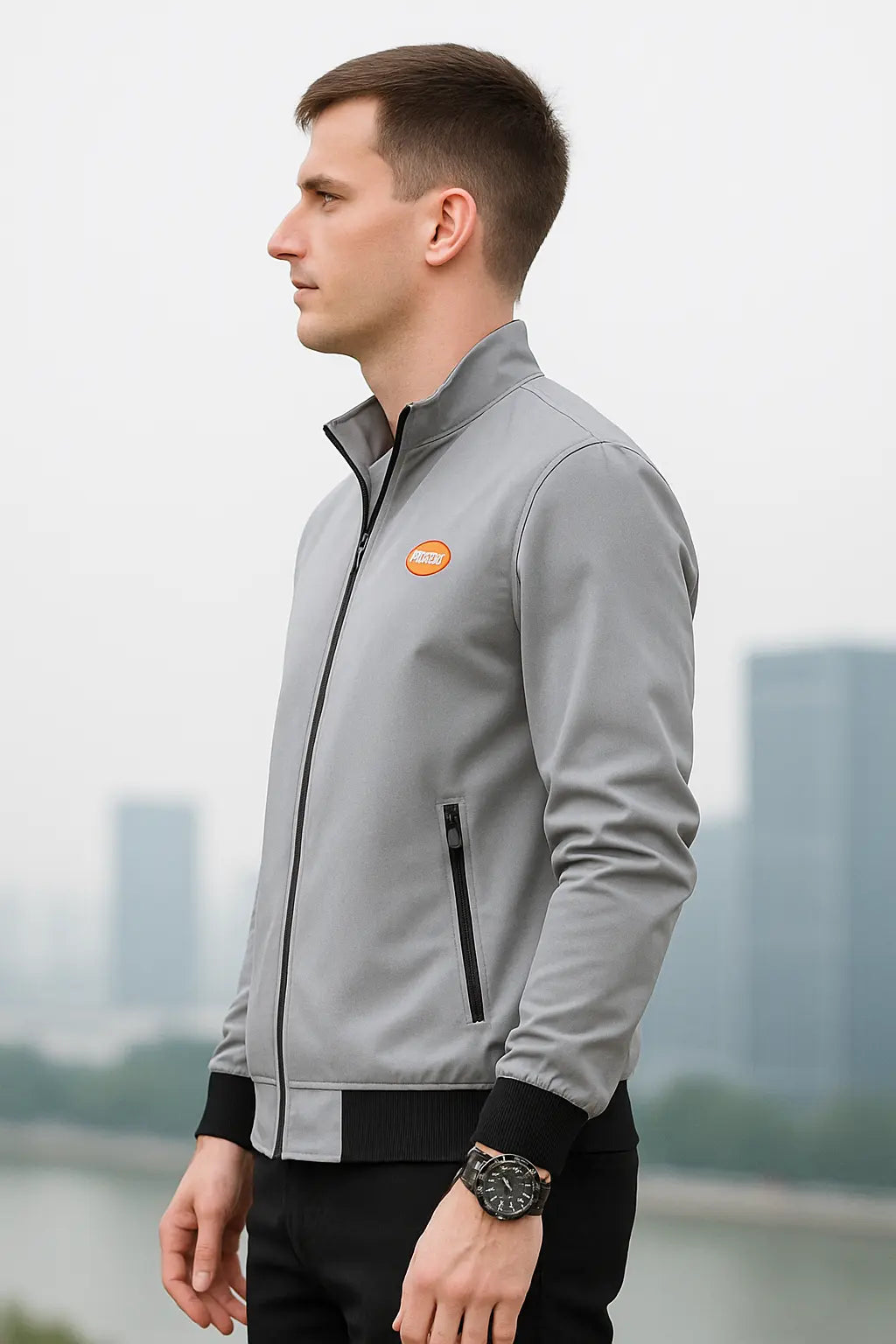 Rafello&Co | Zakelijke Casual Jas met Opstaande Kraag Rafello&Co