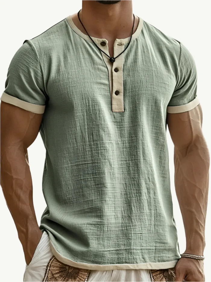 Rafello&Co | Breathable linen Henley shirt