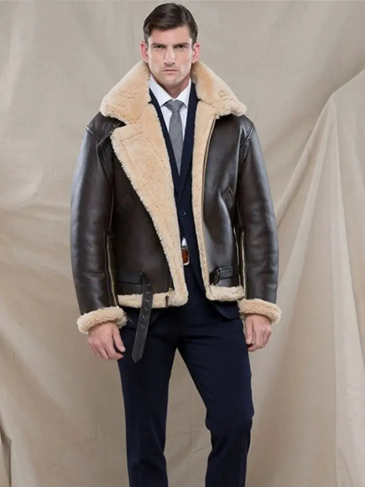 Rafello&Co | Leather Jacket with Long Sleeves and Soft Plush