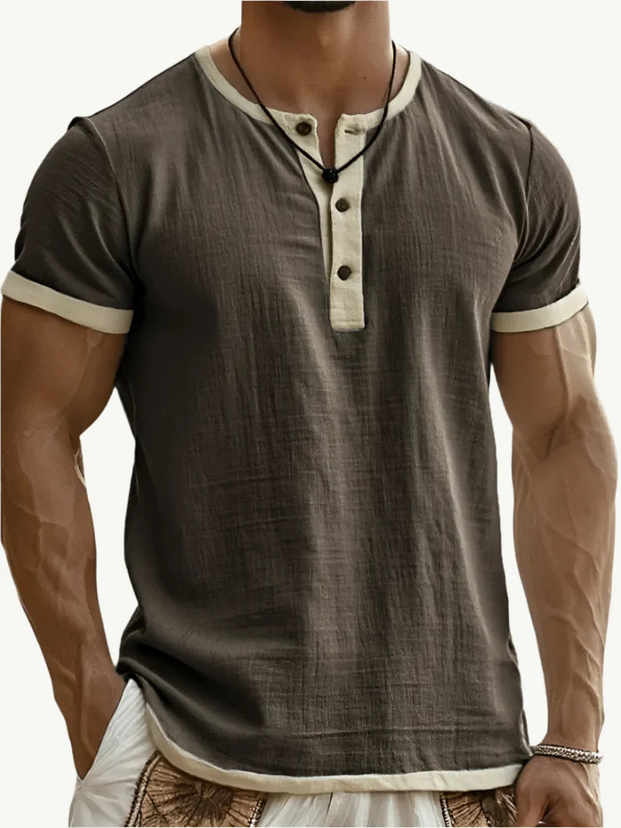 Rafello&Co | Breathable linen Henley shirt