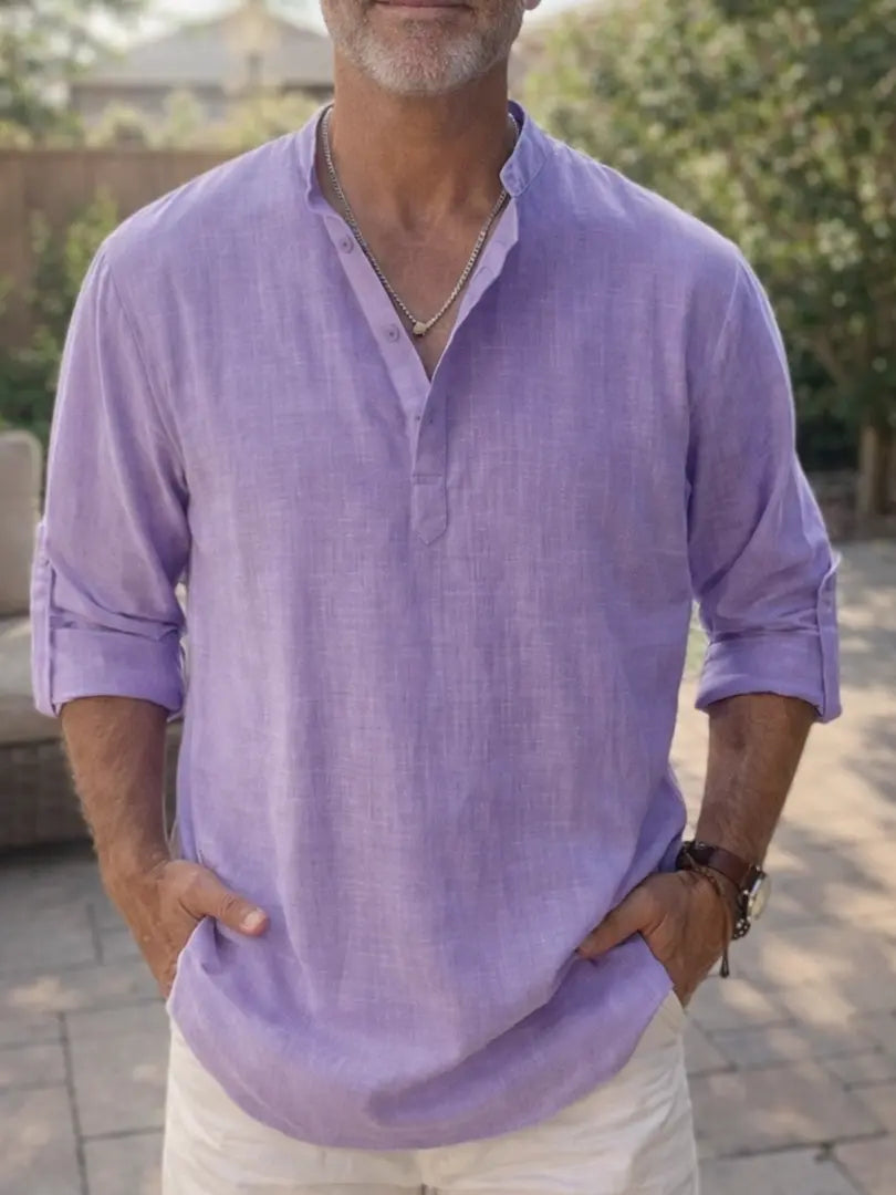 Rafello&Co | Casual Kraagloos Overhemd voor Heren Rafello&Co