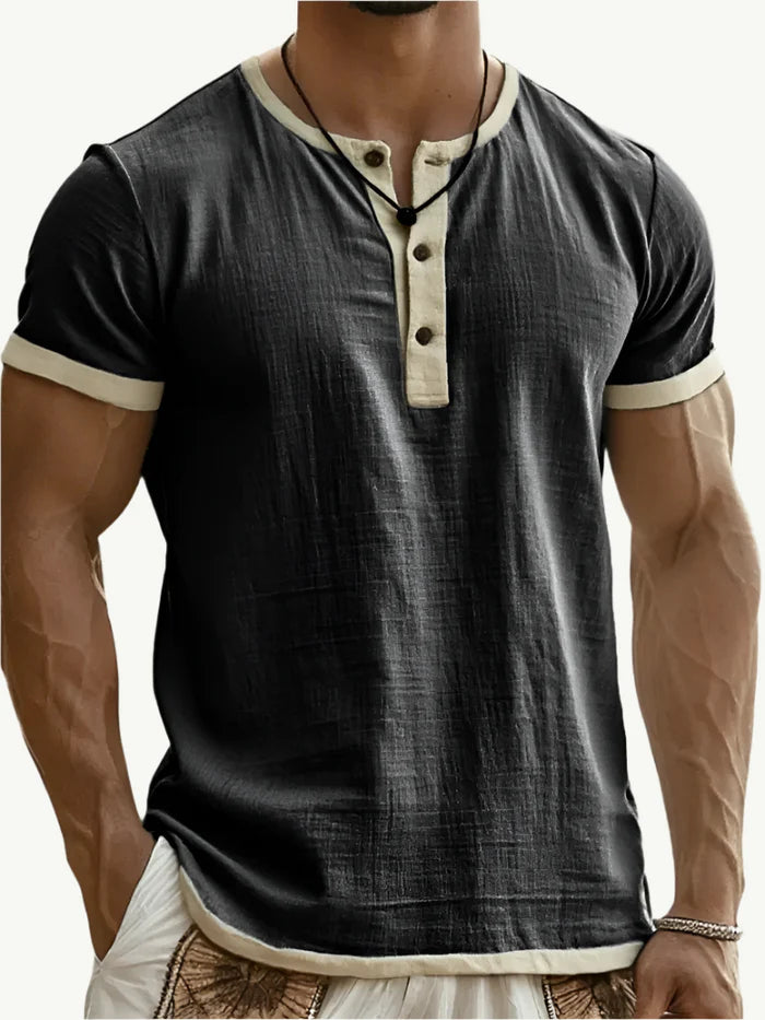 Rafello&Co | Breathable linen Henley shirt