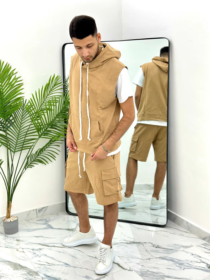Rafello&Co | Sleeveless Hoodie & Cargo Short Set