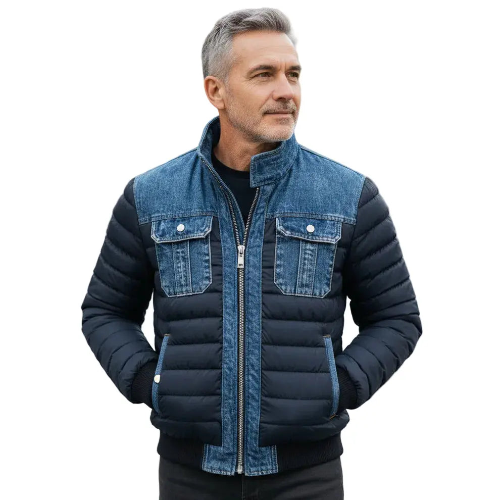 Rafello&Co | Stijlvolle Gewatteerde Denim Jas Rafello&Co