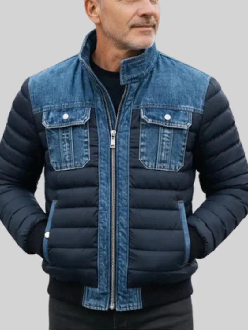 Rafello&Co | Stijlvolle Gewatteerde Denim Jas Rafello&Co