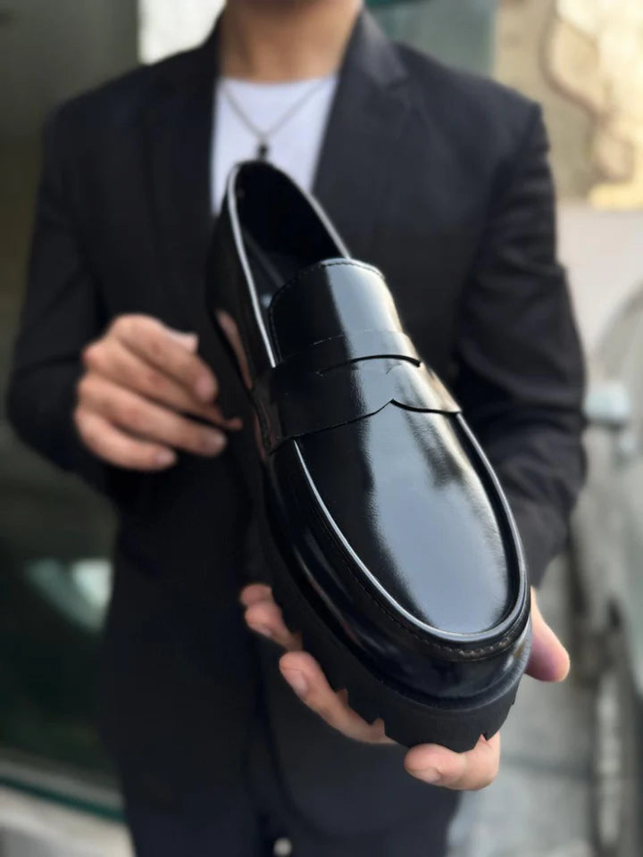 Rafello&Co | Formal Black Penny Loafers