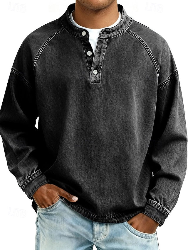 Men's Long sleeve Henley T-shirt