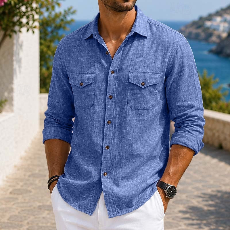 Heren Linnen Button-up Overhemden