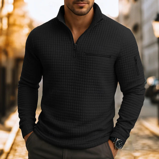 Men’s Refined Textured Quarter Zip Polo