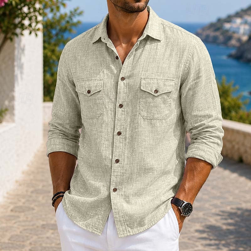 Heren Linnen Button-up Overhemden