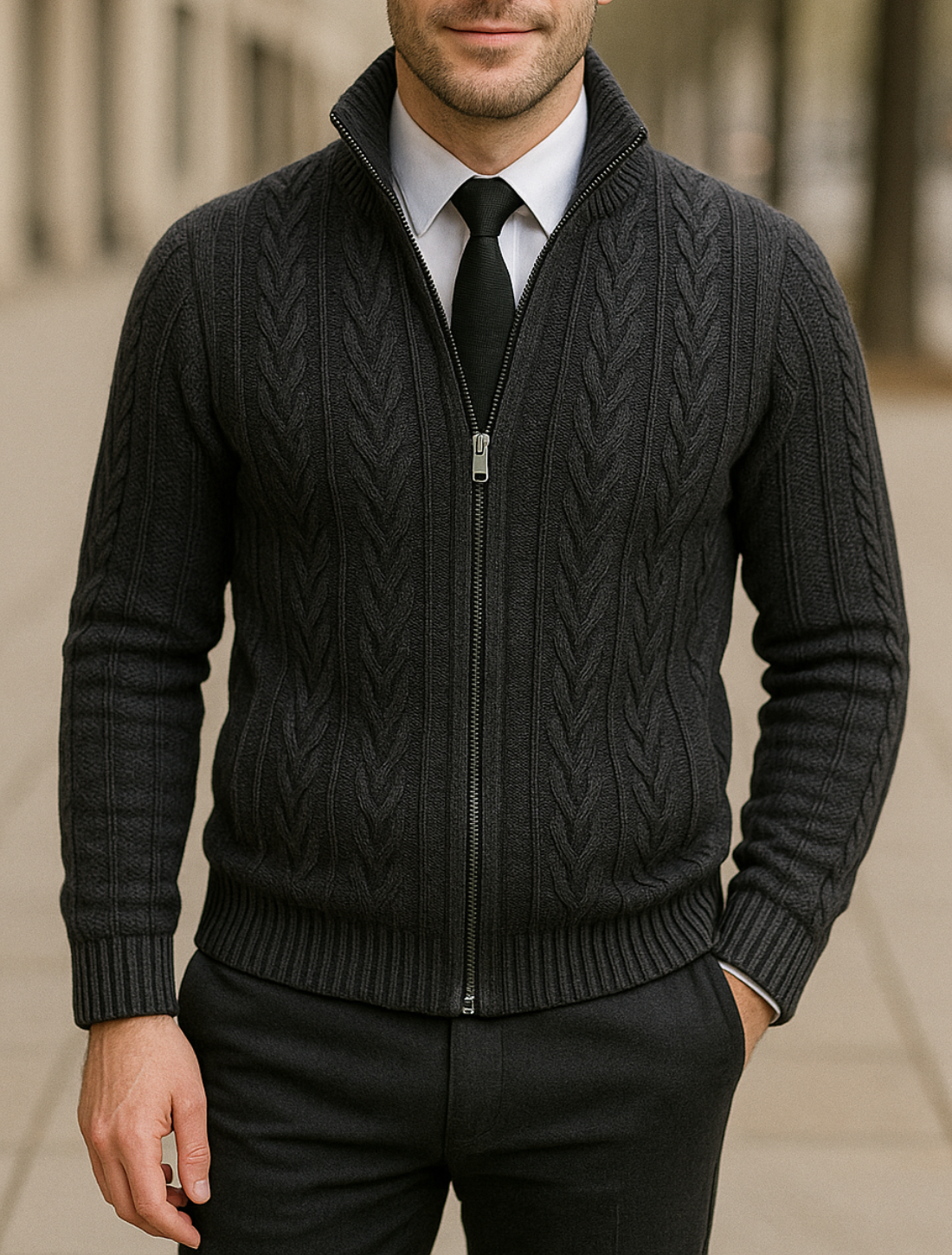 Rafello&Co | Gebreid Cashmere Wintervest met Rits